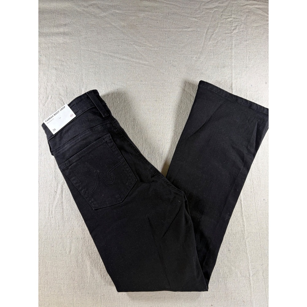 AG Farrah Boot Crop Jeans Womens 26 Black Mid Rise Stretch Denim NWT